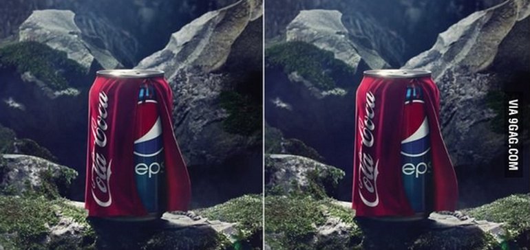 An ad depicting the Coke vs Pepsi battle